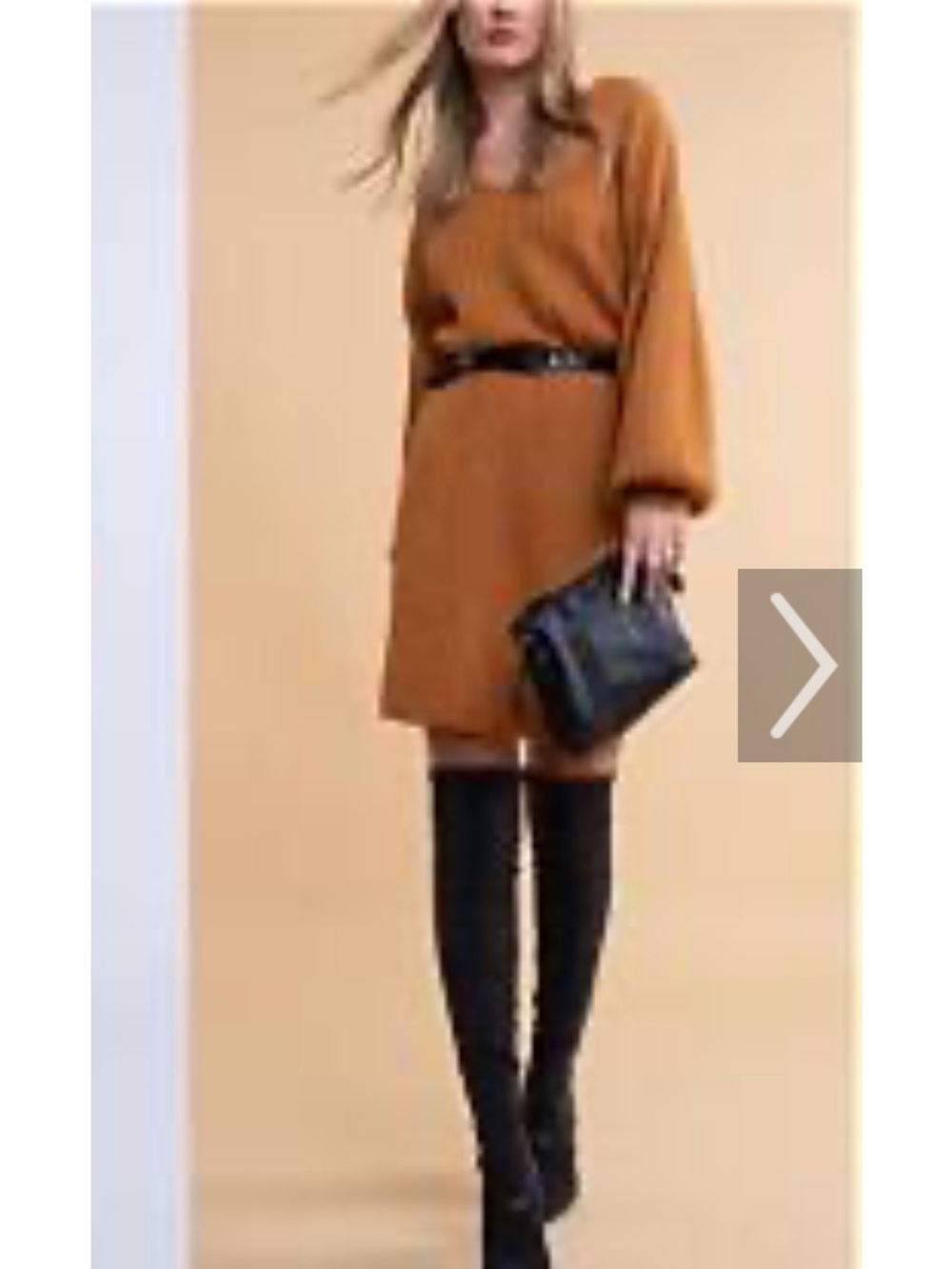 Rachel Parcell Ribbed Knit Balloon-Sleeve Fall Sweater Dress 🌻🍂🧡